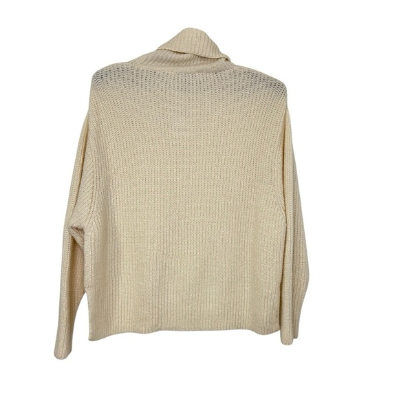 Zara Womens Cowl Neck Ribbed Knit Sweater Sz Large Cream Oversized Pullover - Picture 4 of 7